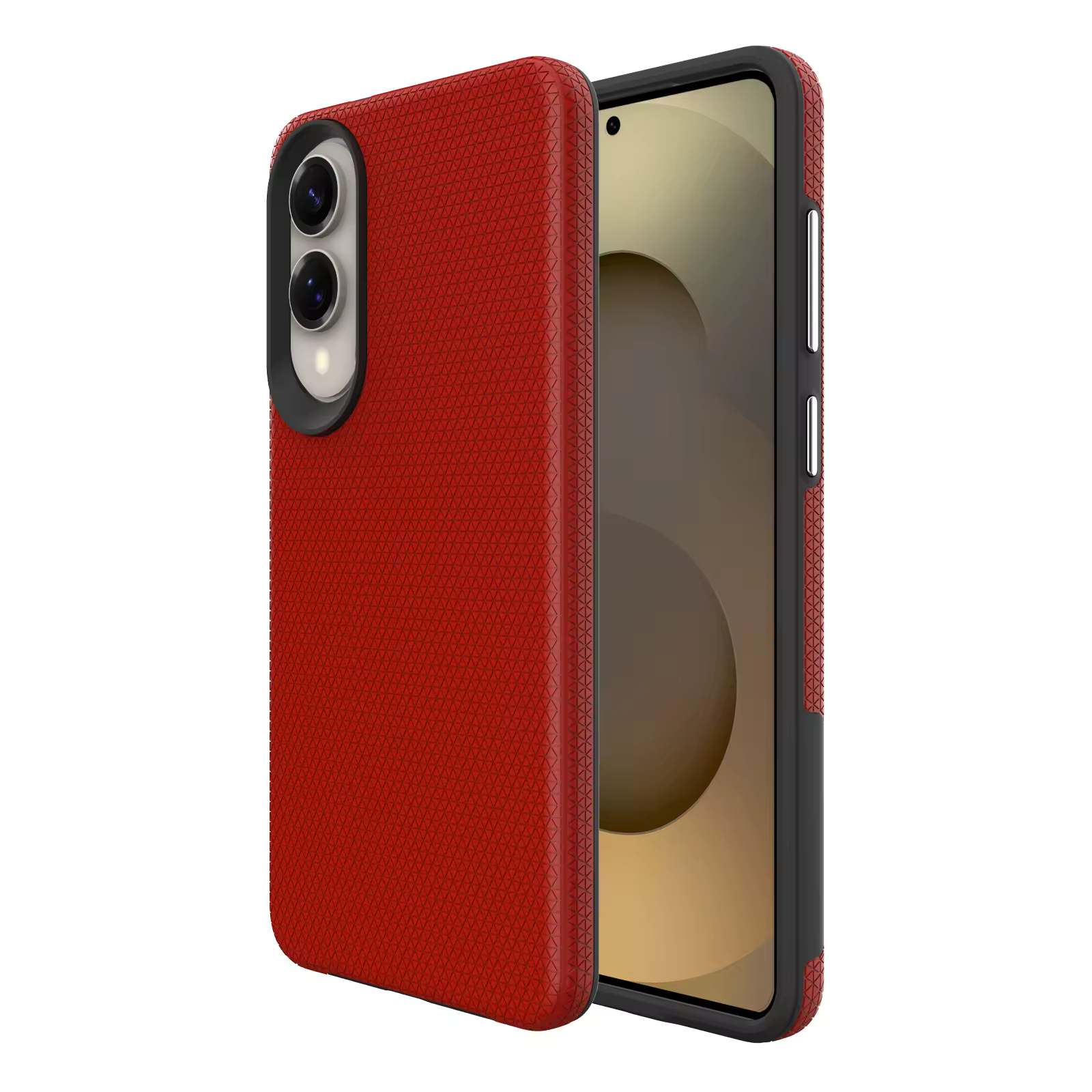 Triangle Shockproof Case With Anti Slip Grains for Samsung Galaxy S25 Edge – Red